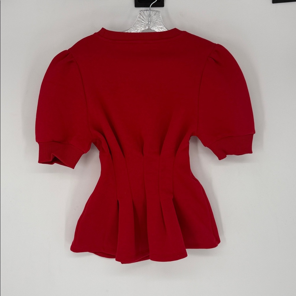 NWT ANTHROPOLOGIE Maeve Puff Sleeve Pleated-Waist Peplum Top SIZE S - Picture 6 of 6